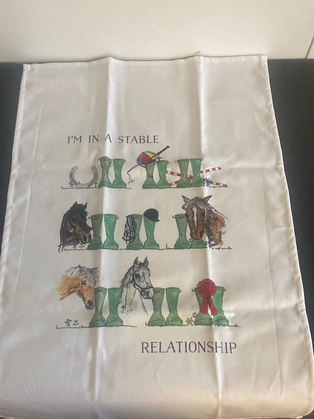 “I’m in a stable relationship” tea towel